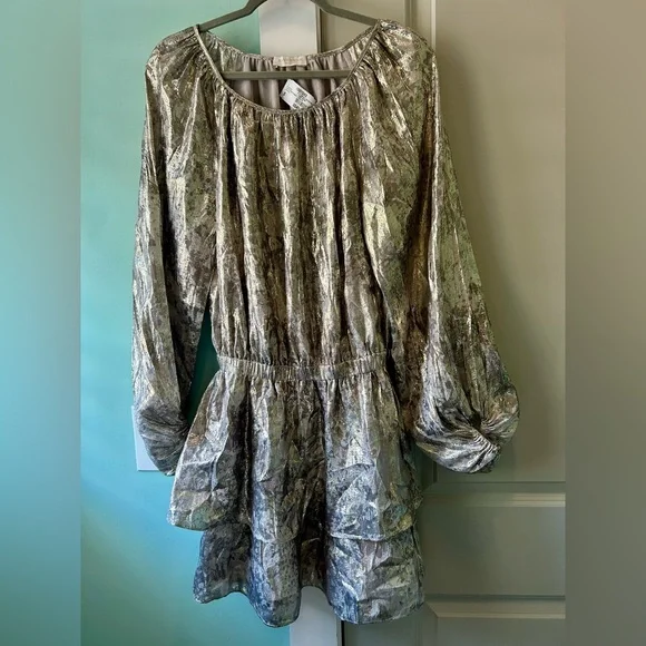 Ramy Brook / Metallic Miami Long Sleeve Dress (Size Small - Missing Belt) - Picture 4 of 12
